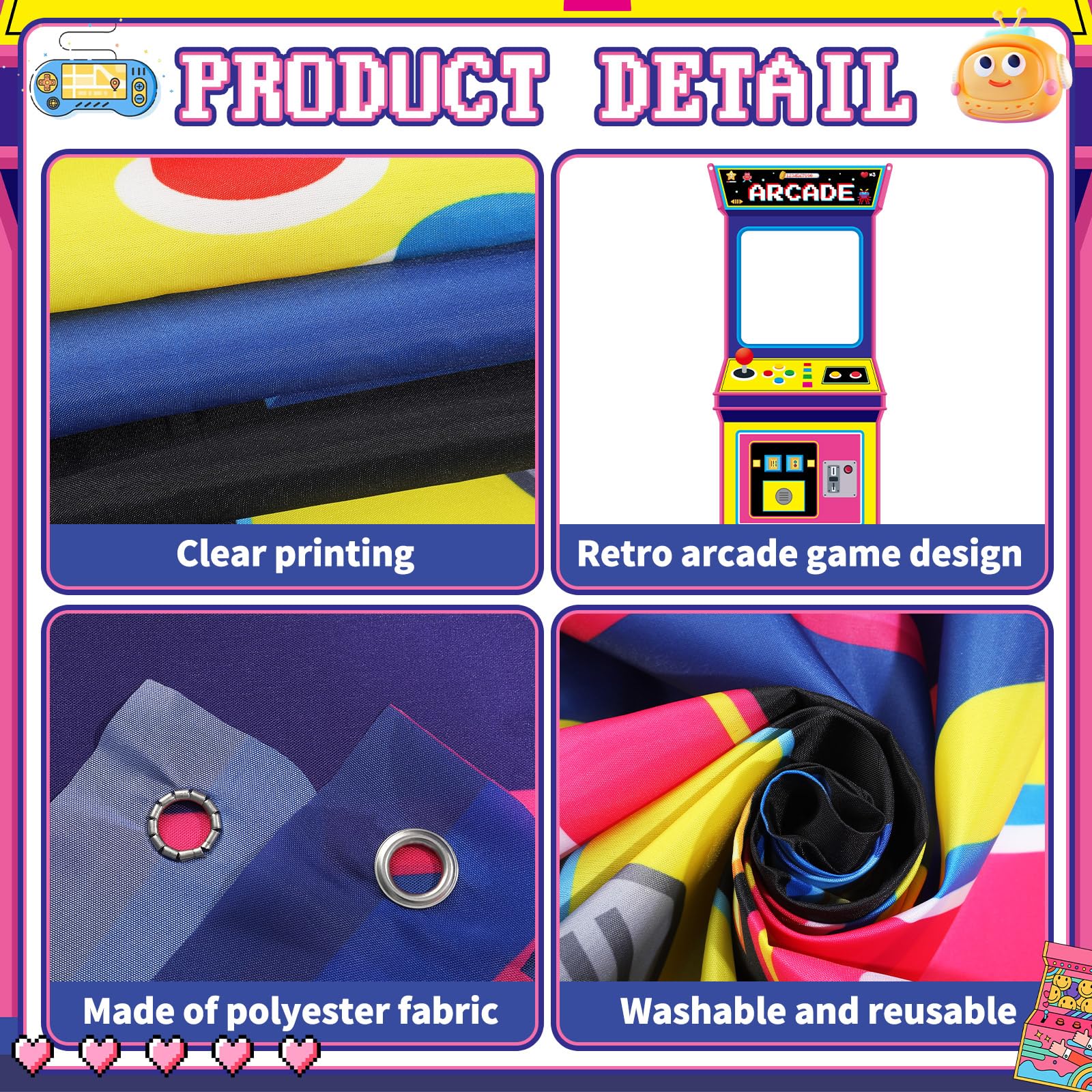 Retro Video Gaming Fabric Arca - Background Retro Gaming recension och pris