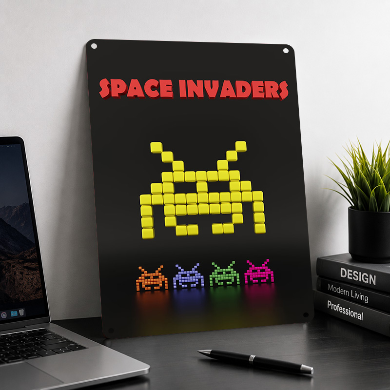 Space Invaders Textured Poster - Retro Gaming Lounge recension och pris