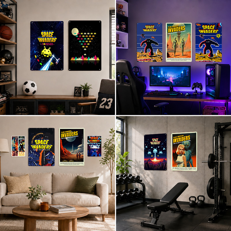 Space Invaders Textured Poster - Retro Gaming Lounge recension och pris