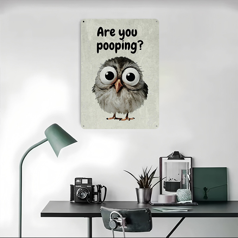 Funny Owl Bathroom Meme Poster - Retro Gaming Meme recension och pris